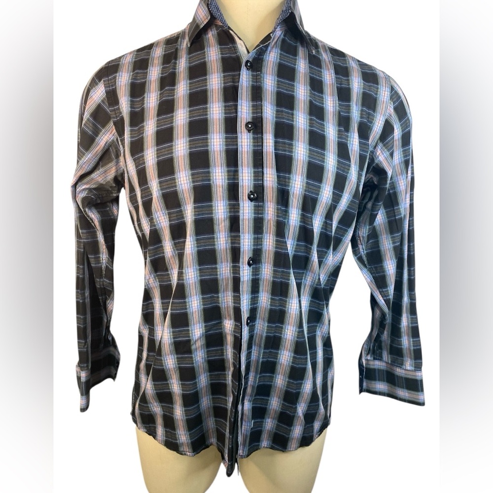 English Laundry Blue Plaid Long Sleeve Button Up Shirt Men’s Medium
